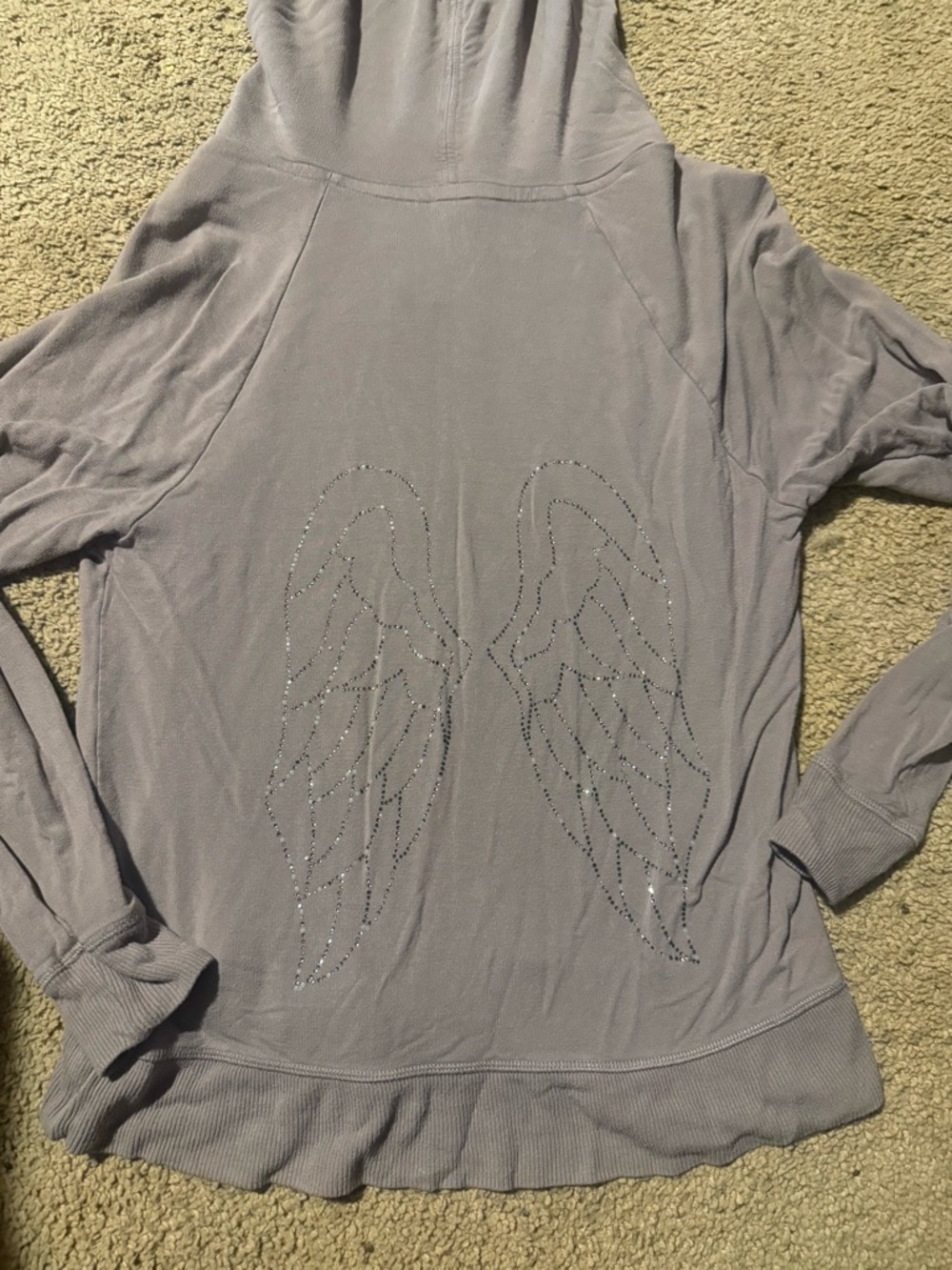 Victoria's Secret Gray Hoodie with Rhinestone Wing Detail